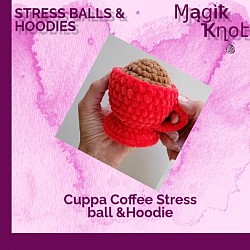 crocheted coffee stress ball cup hoodie