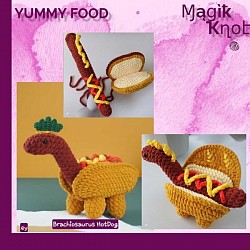 dinosaur crochet cute plushy custom hotdog hot dog